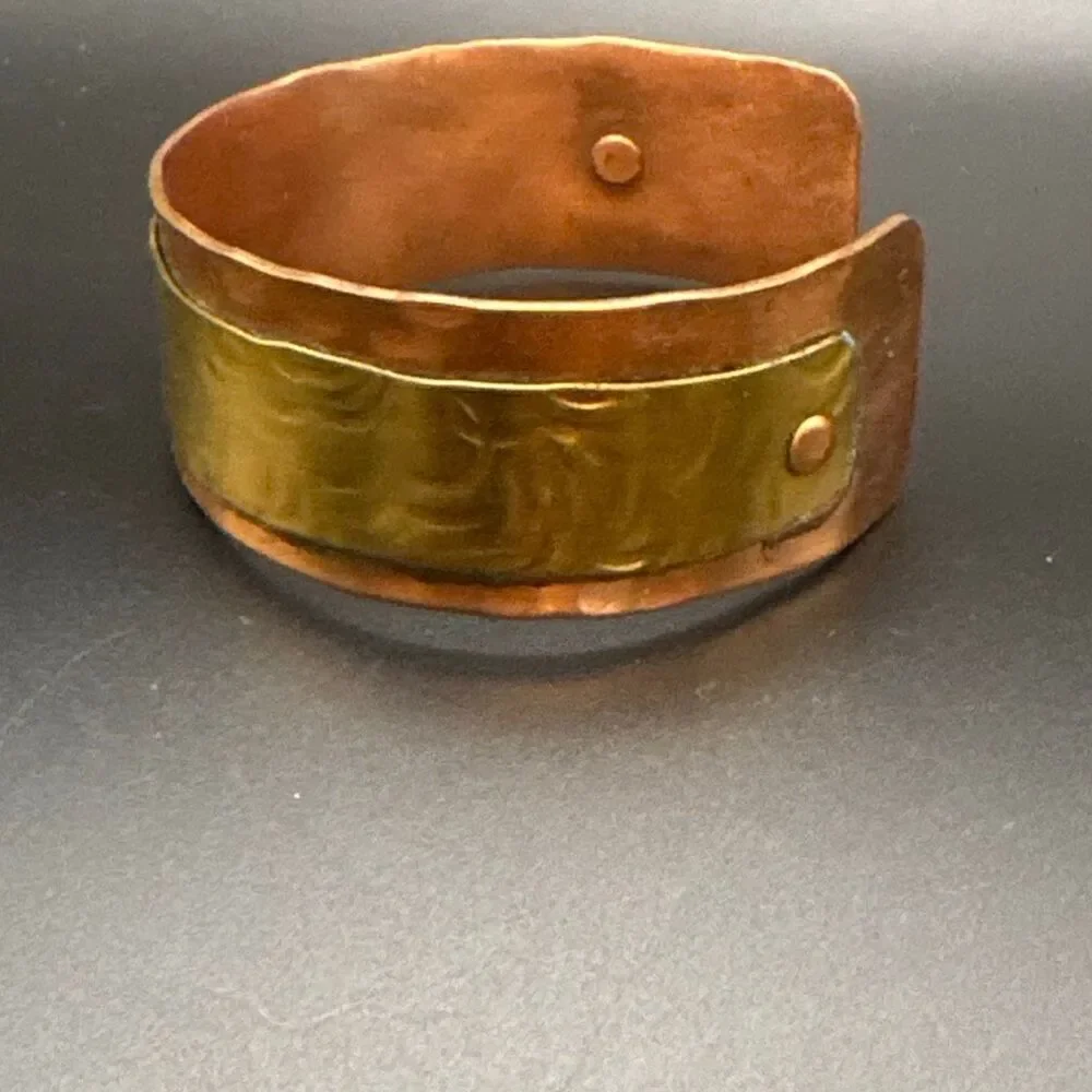 Artisan Brass & Copper Cuff, NEW, Handmade, Double Layer, Natural